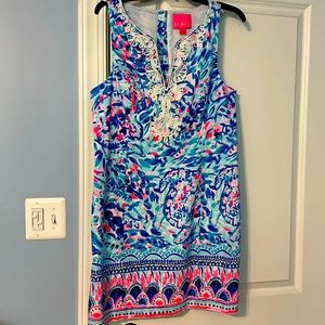 Lilly Pulitzer dress size 14, in vibrant blue, pink & turquoise. Stunning!!!